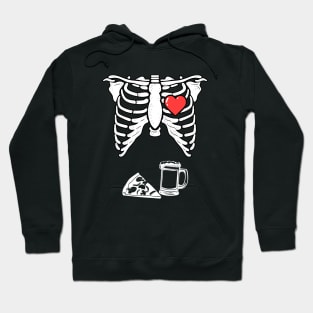 Dad Skeleton Halloween Beer Pizza Funny Pregnancy Couple Hoodie